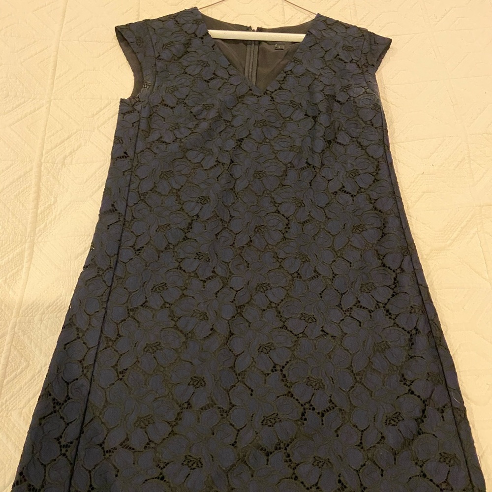 J. Crew navy/black floral embroidered dress